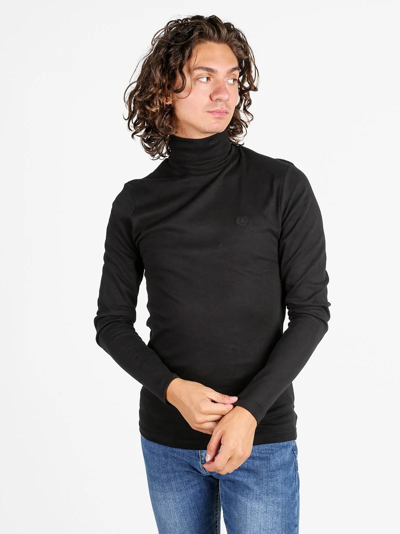 Maglia dolcevita da uomo - nero