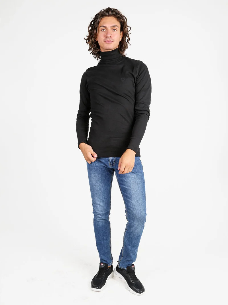 Maglia dolcevita da uomo - nero
