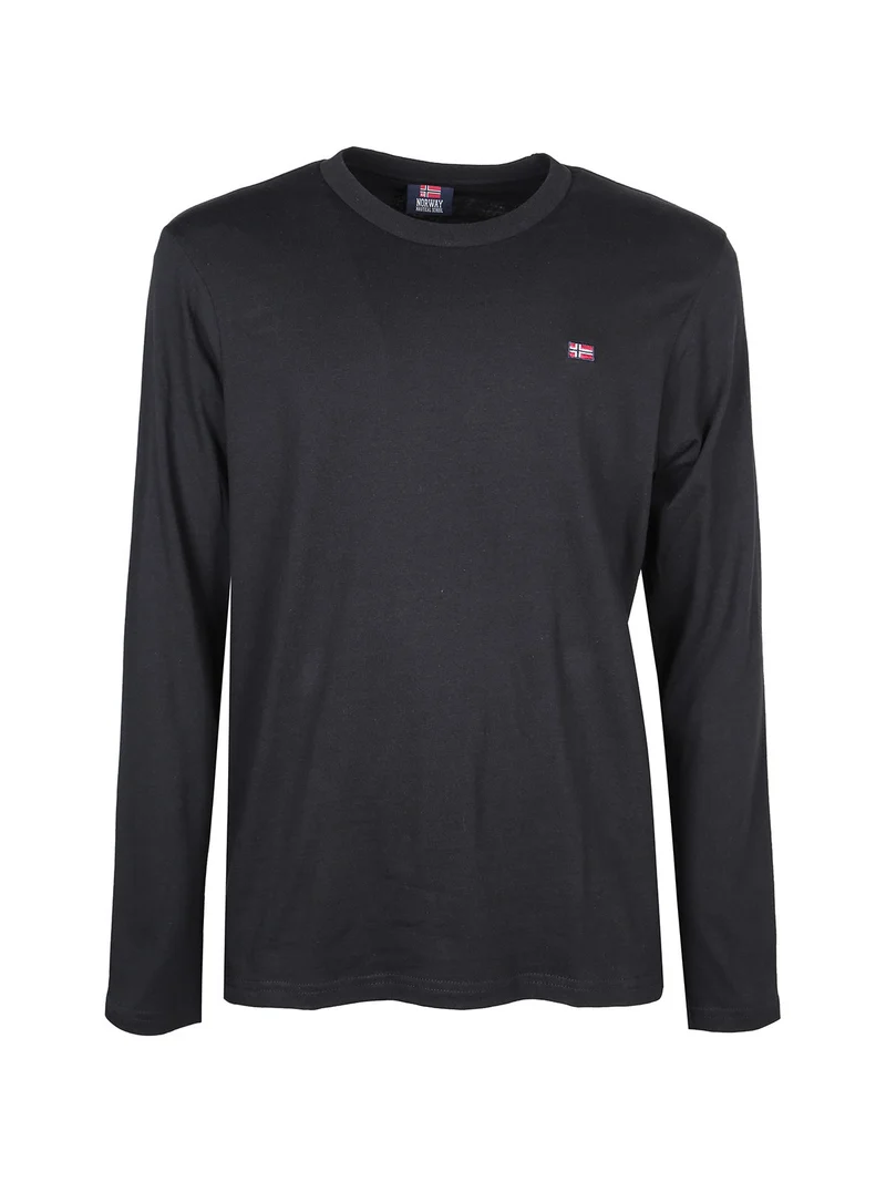 T-shirt da uomo a maniche lunghe in cotone - nero