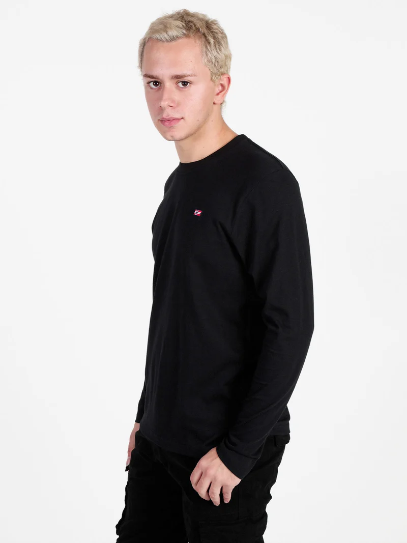 T-shirt da uomo a maniche lunghe in cotone - nero