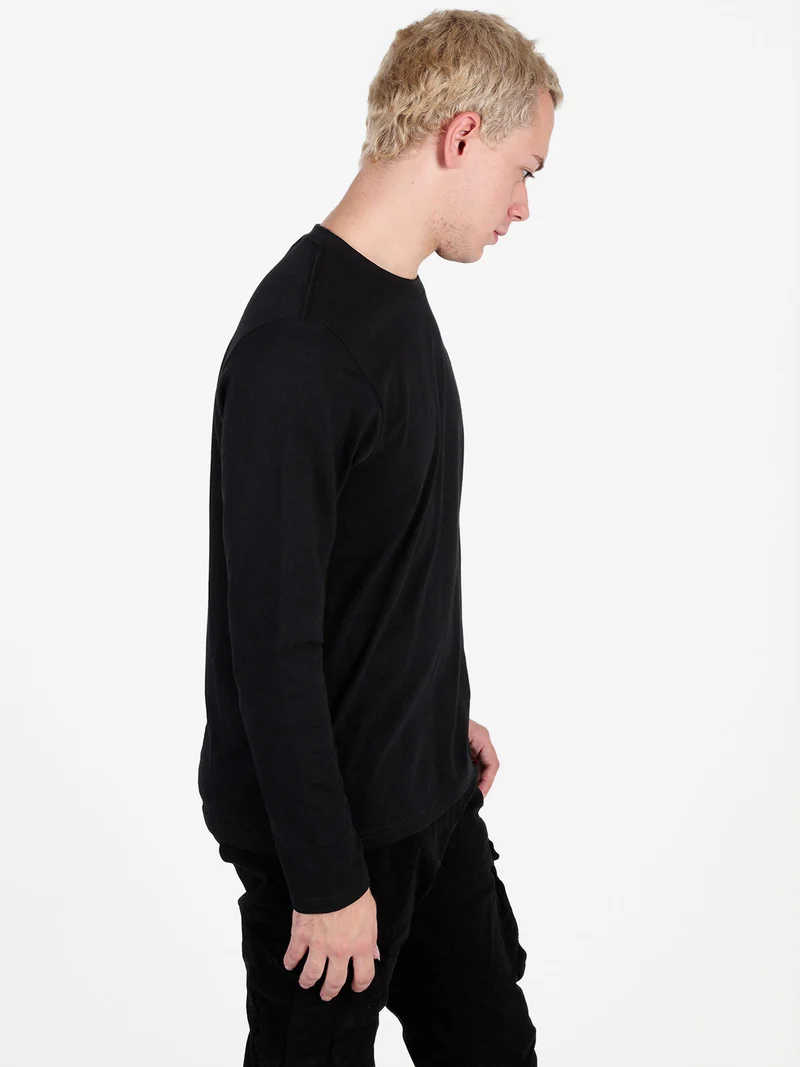 T-shirt da uomo a maniche lunghe in cotone - nero
