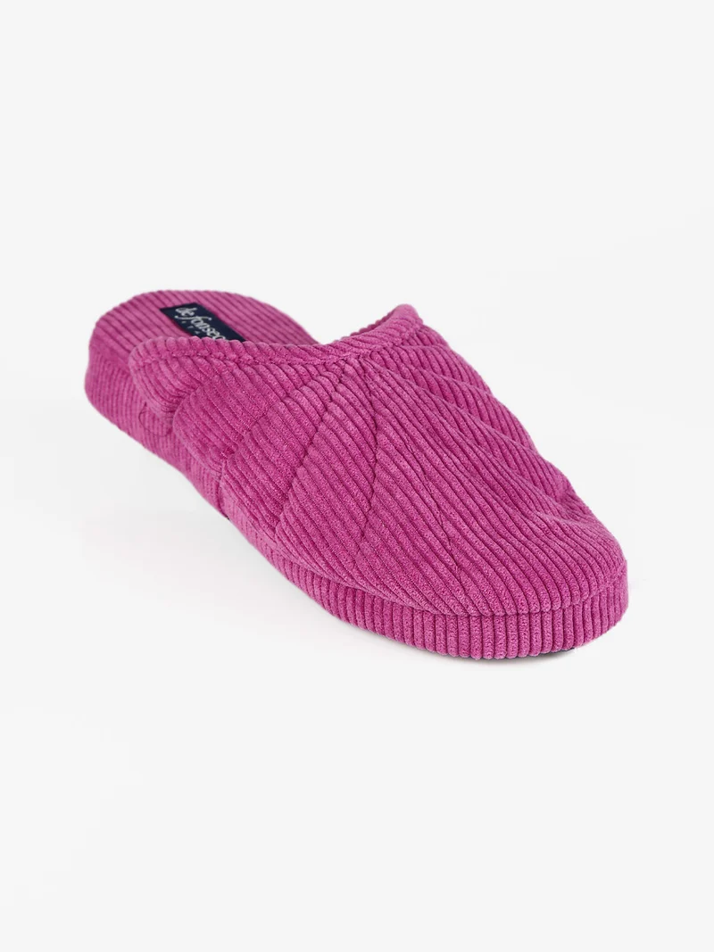 Pantofole donna in tessuto a costine - fucsia