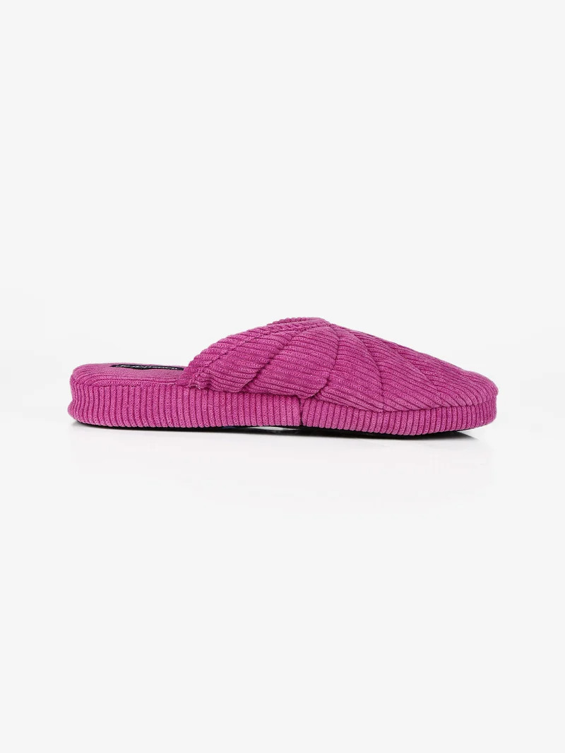 Pantofole donna in tessuto a costine - fucsia