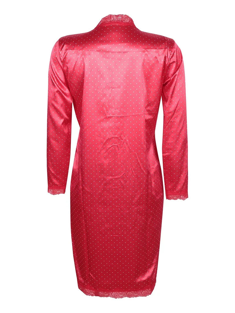 Vestaglia a pois con pizzo - rosso