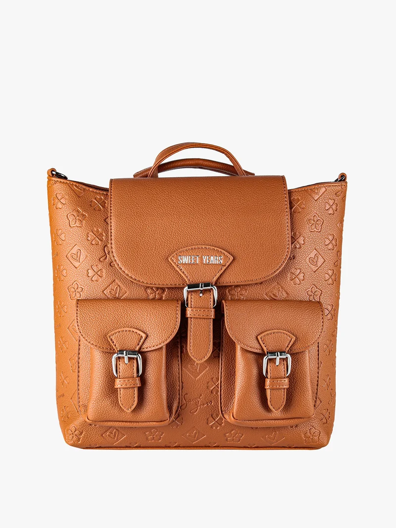 Zaino donna con doppi taschini - marrone