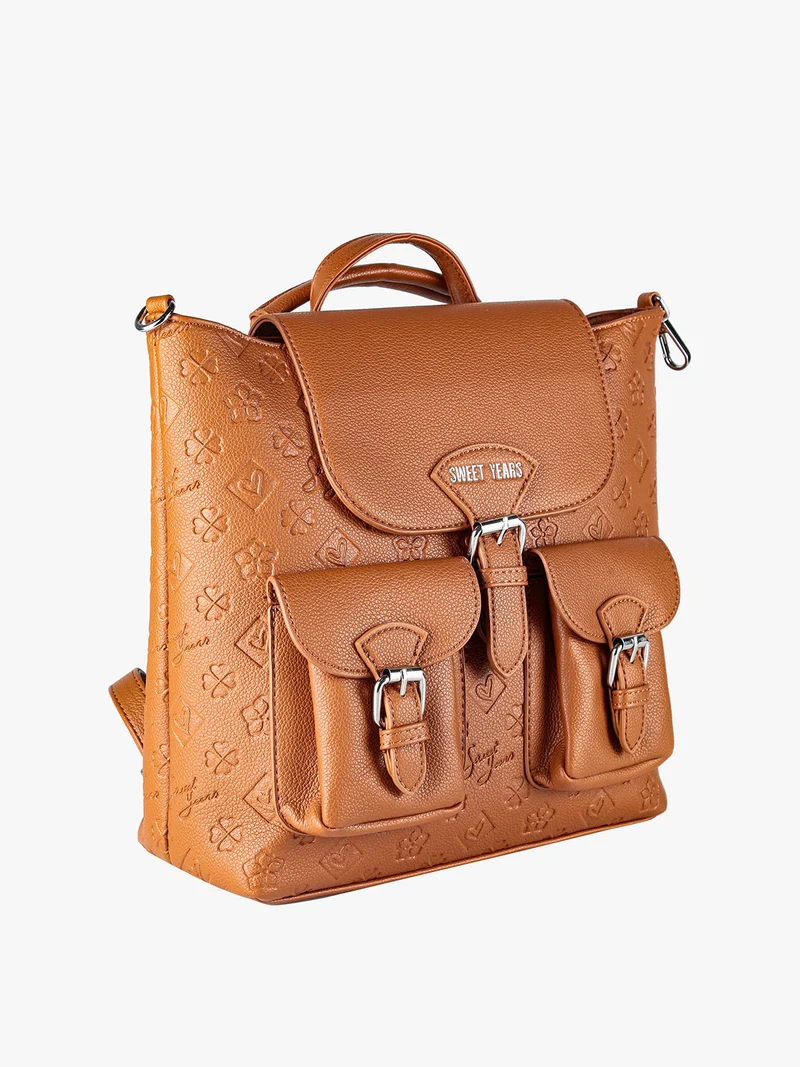 Zaino donna con doppi taschini - marrone