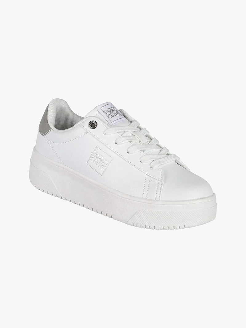 Sneakers stringate da donna con platform - argento