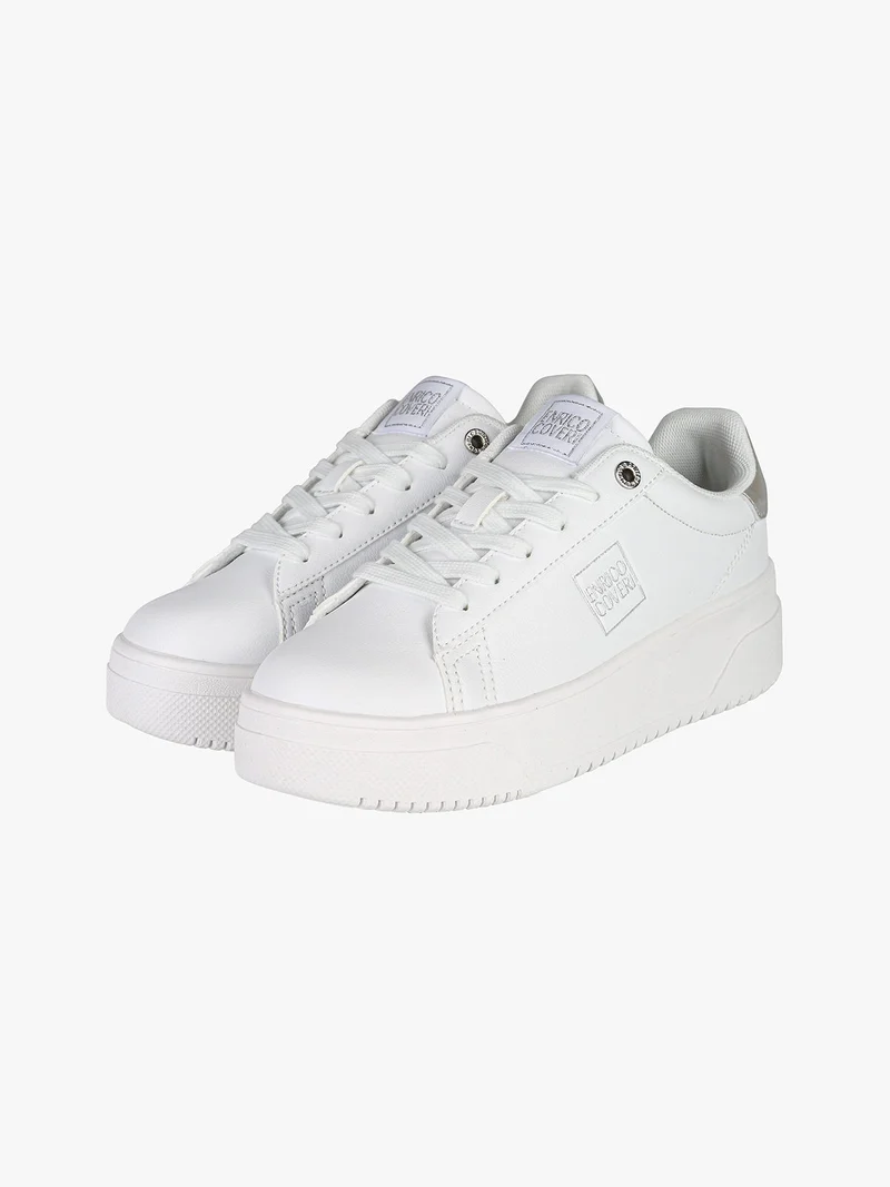Sneakers stringate da donna con platform - argento