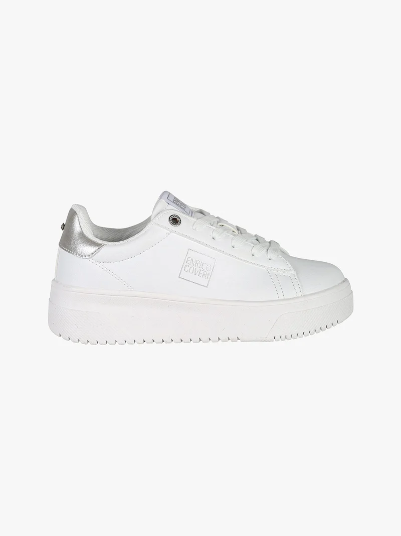 Sneakers stringate da donna con platform - argento