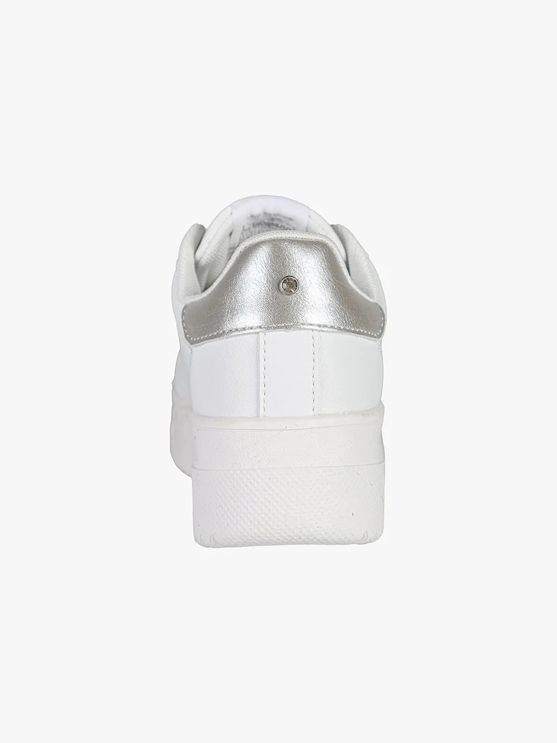 Sneakers stringate da donna con platform - argento