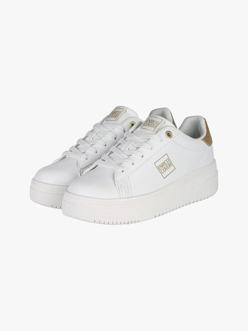 Sneakers stringate da donna con platform - oro