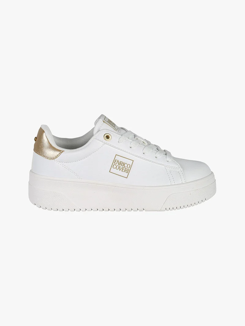 Sneakers stringate da donna con platform - oro