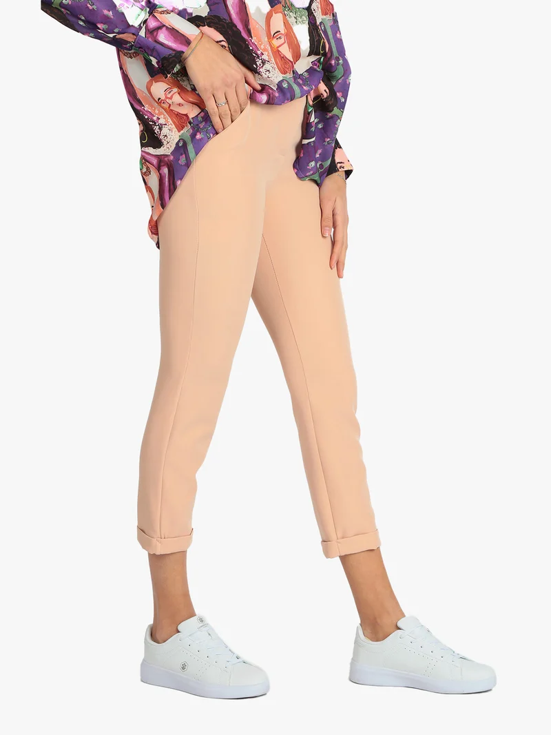 Pantaloni eleganti donna modello classico - albicocca