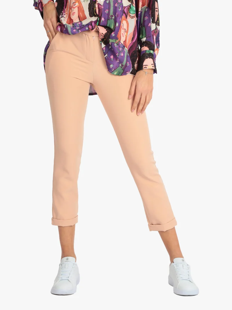 Pantaloni eleganti donna modello classico - albicocca