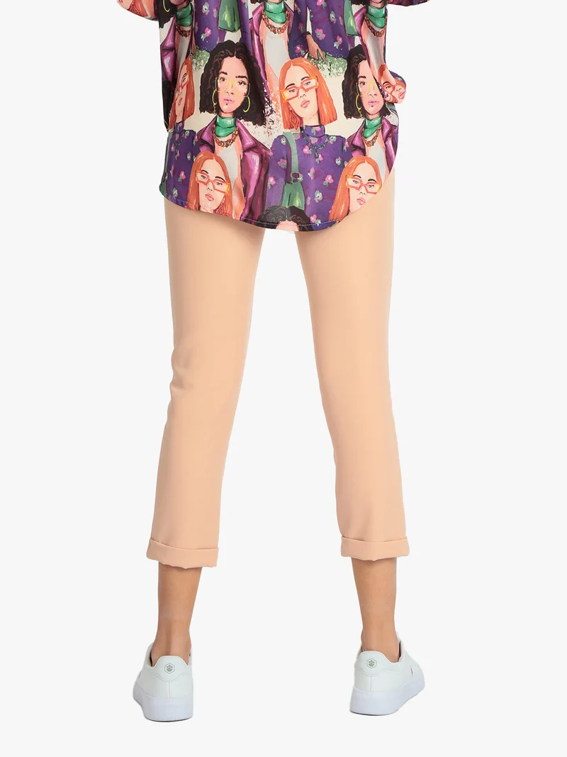 Pantaloni eleganti donna modello classico - albicocca