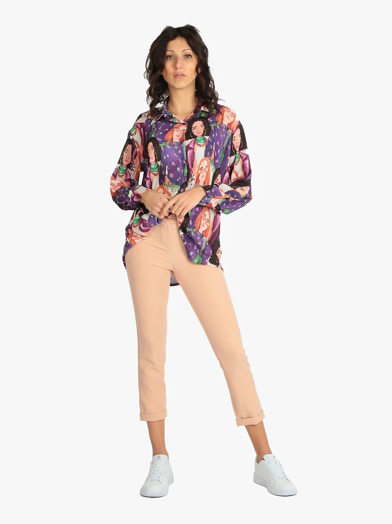 Pantaloni eleganti donna modello classico - albicocca