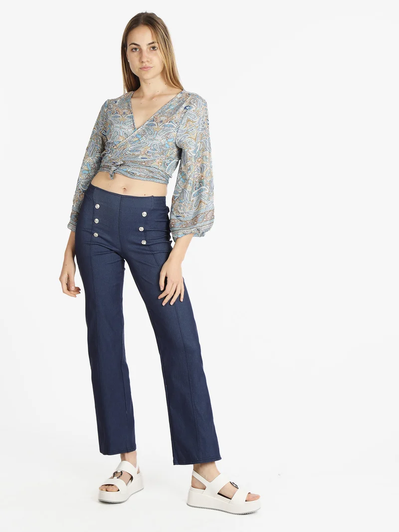 Pantaloni svasati donna - blu scuro
