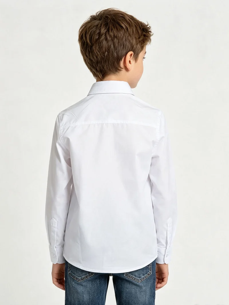 Camicia da bambino a maniche lunghe con taschino - bianco