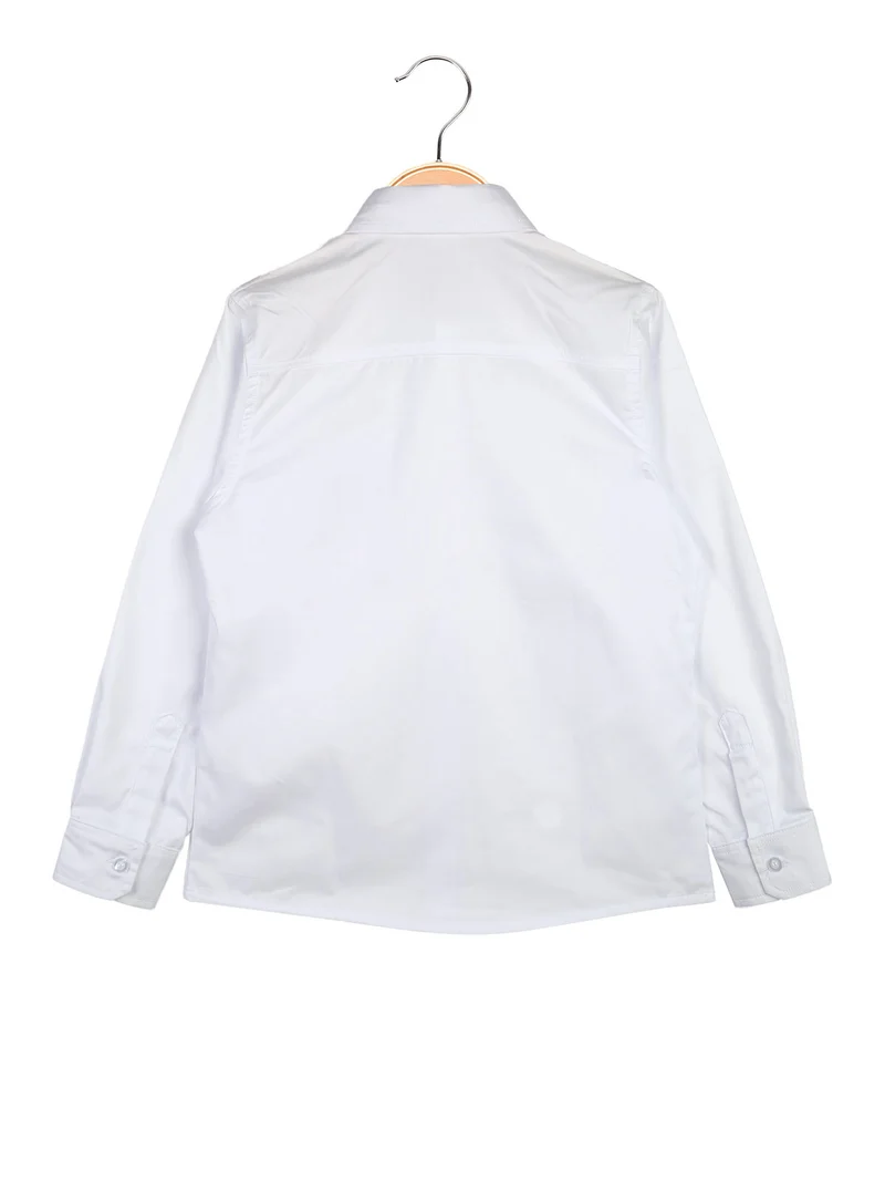 Camicia da bambino a maniche lunghe con taschino - bianco