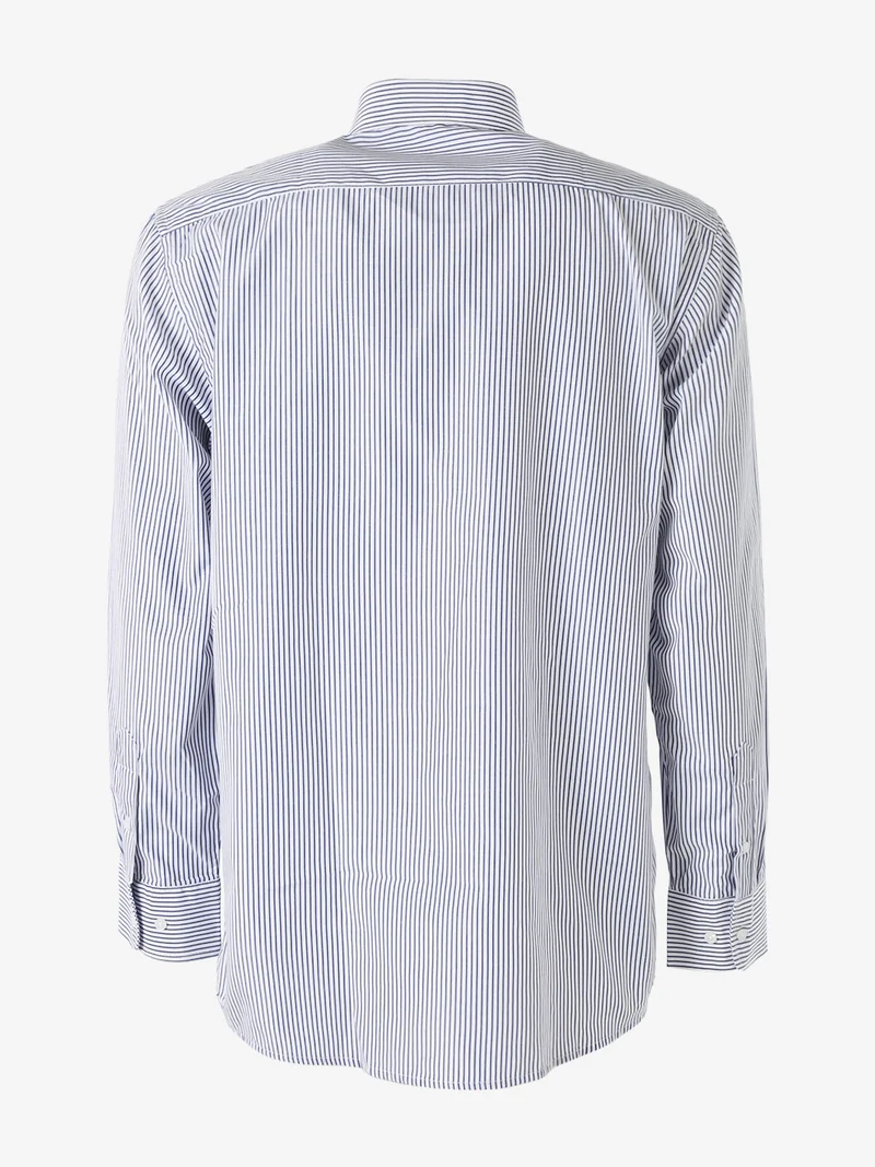 Camicia rigata da uomo a maniche lunghe - blu scuro