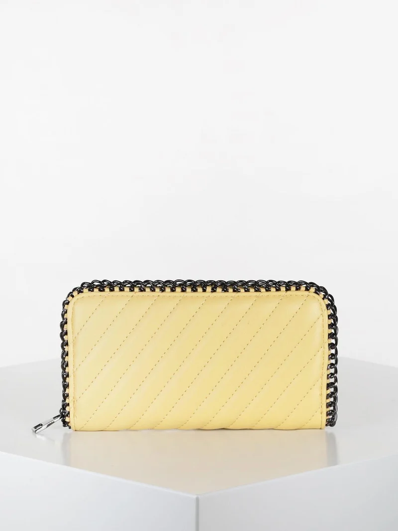 Portafoglio donna in ecopelle con catena intrecciata - giallo
