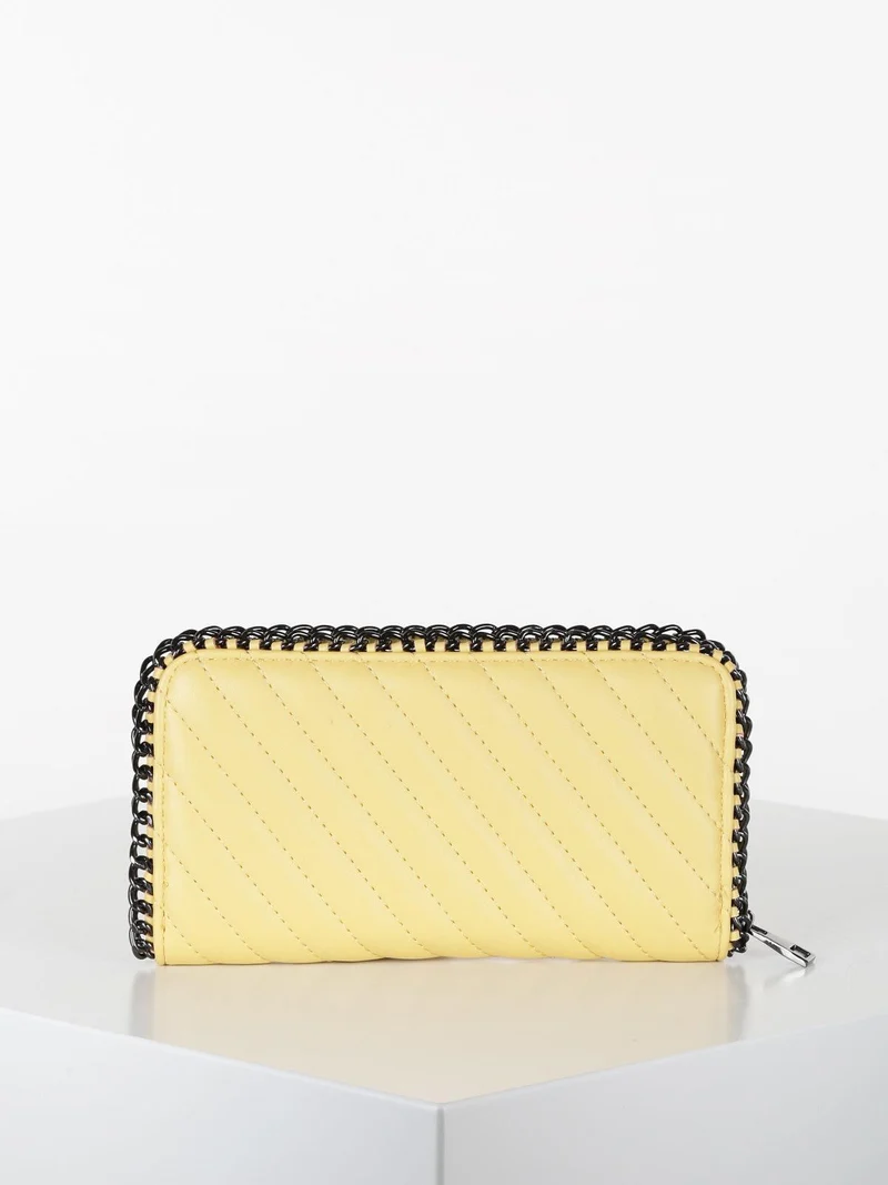 Portafoglio donna in ecopelle con catena intrecciata - giallo