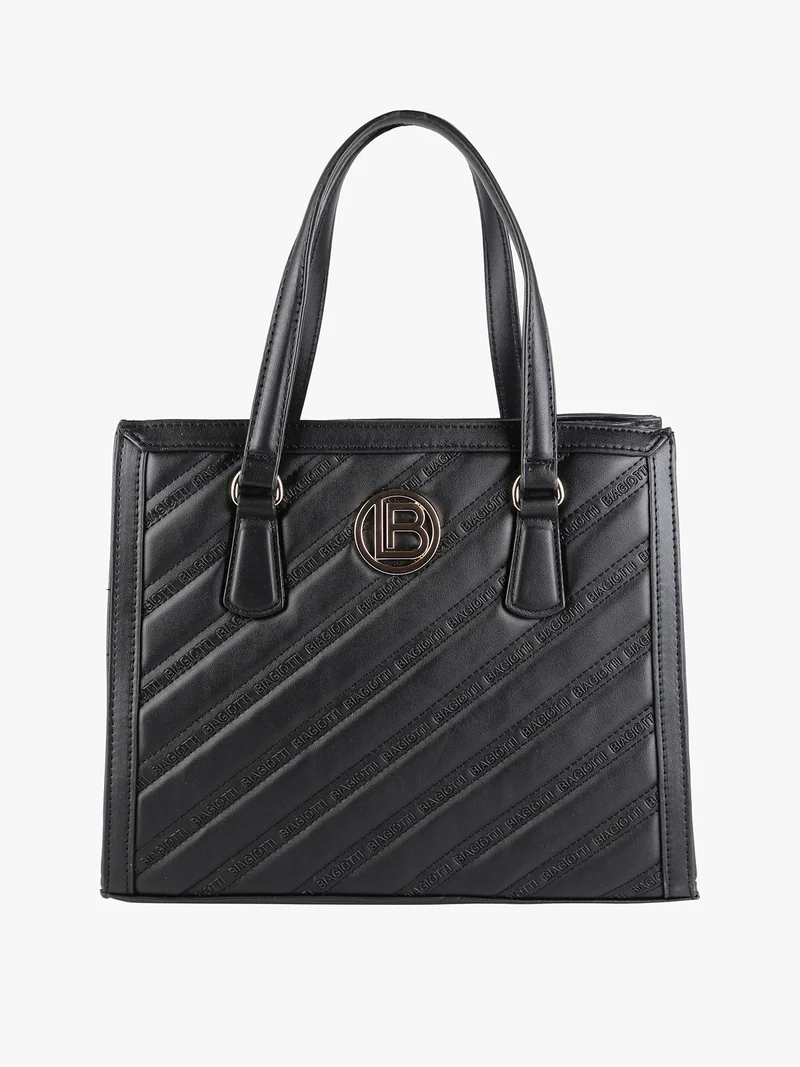 Borsa a mano da donna con parte frontale trapuntata - nero