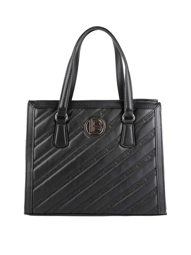 Borsa a mano da donna con parte frontale trapuntata - nero