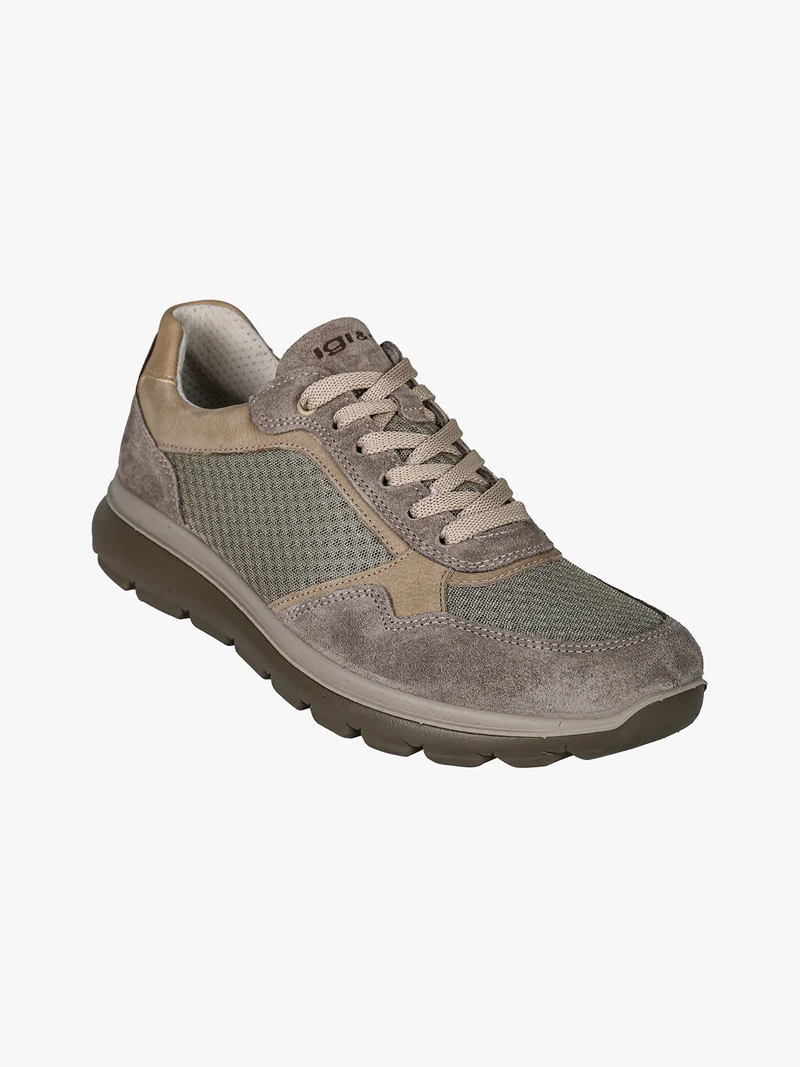 Sneakers da uomo in pelle scamosciata e mesh - fango