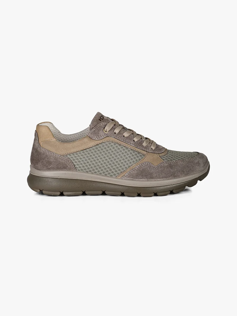 Sneakers da uomo in pelle scamosciata e mesh - fango