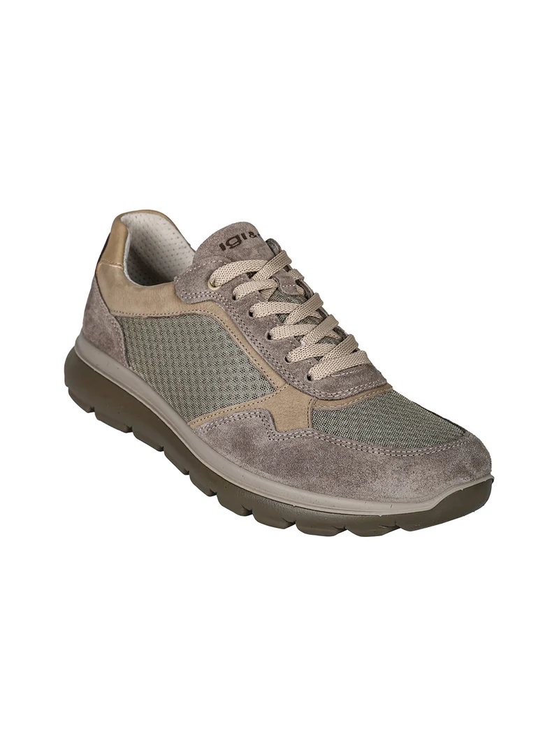 Sneakers da uomo in pelle scamosciata e mesh - fango
