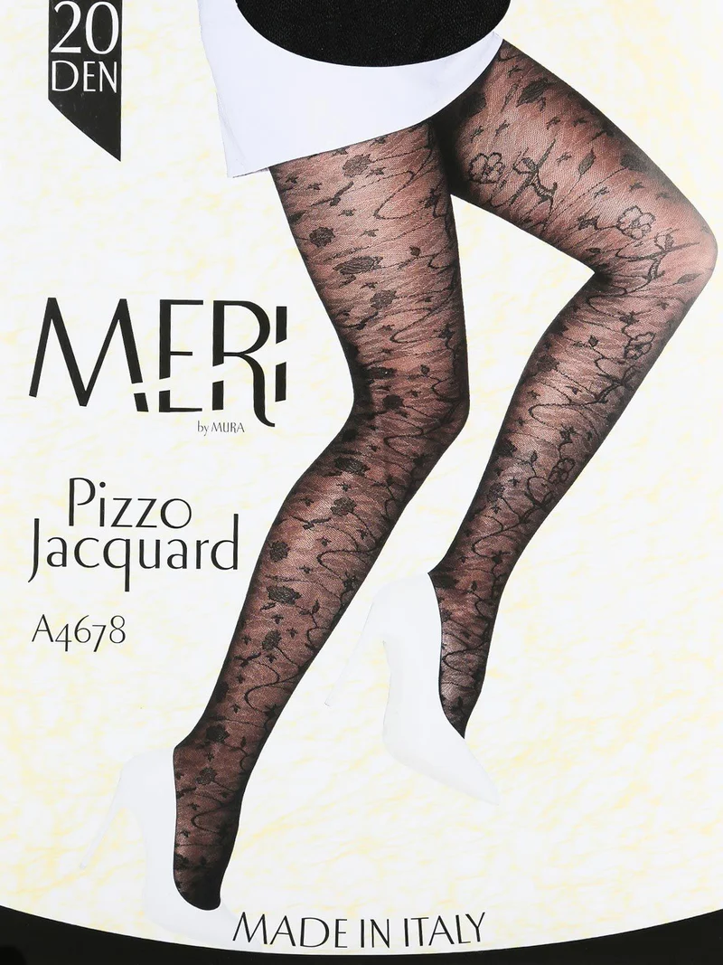 Collant 20 denari con pizzo - nero