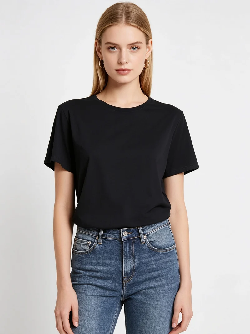 T-shirt donna oversize in cotone - nero