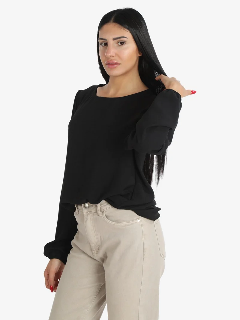 Blusa donna a maniche lunghe - nero