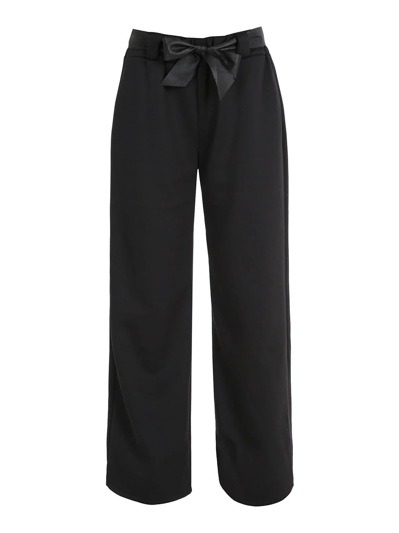 Pantaloni donna vita alta a gamba larga - nero