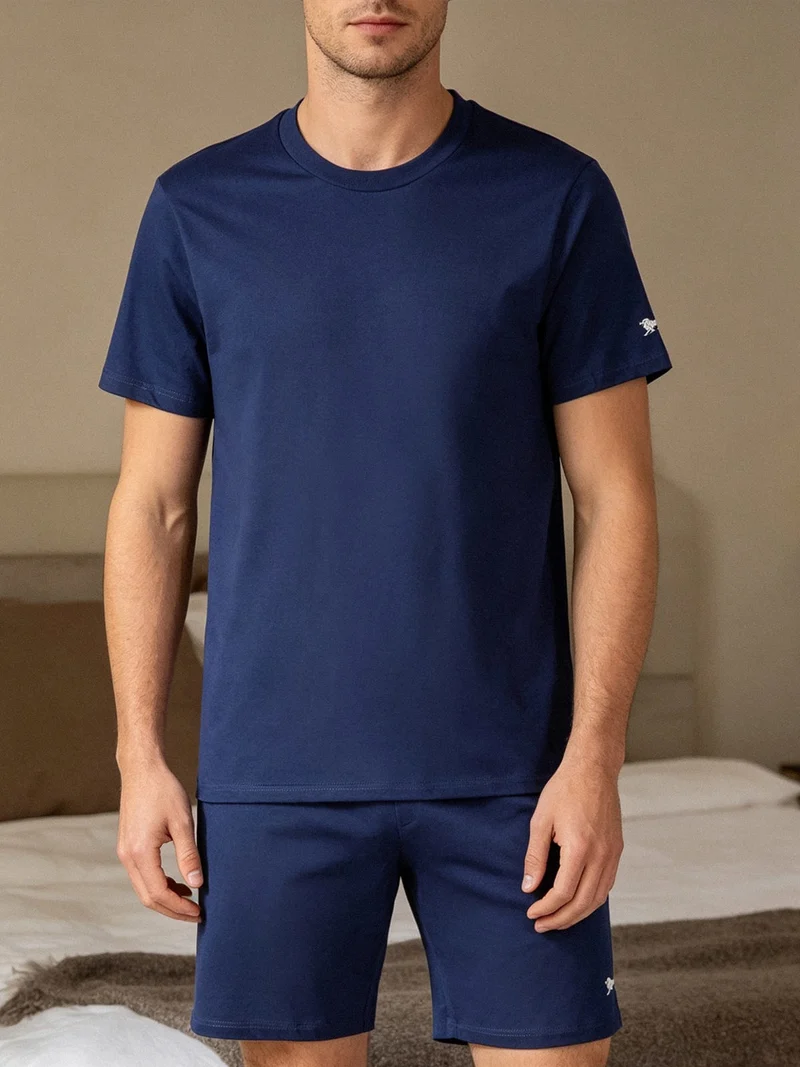 T-shirt intima da uomo girocollo in cotone - blu
