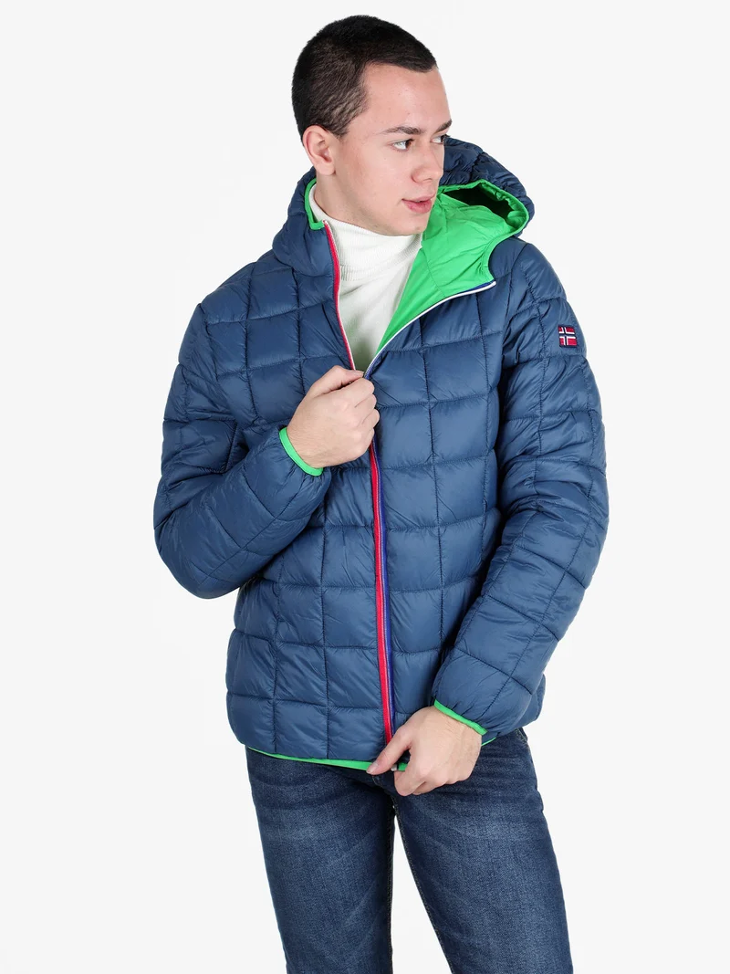 Piumino da uomo reversibile con cappuccio - mela