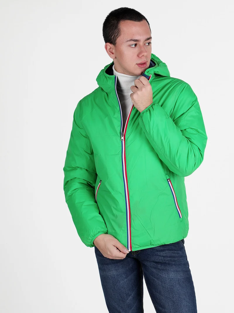 Piumino da uomo reversibile con cappuccio - mela