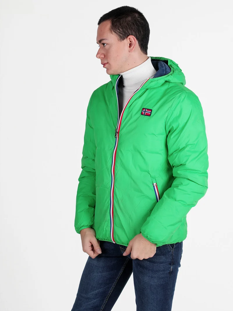 Piumino da uomo reversibile con cappuccio - mela