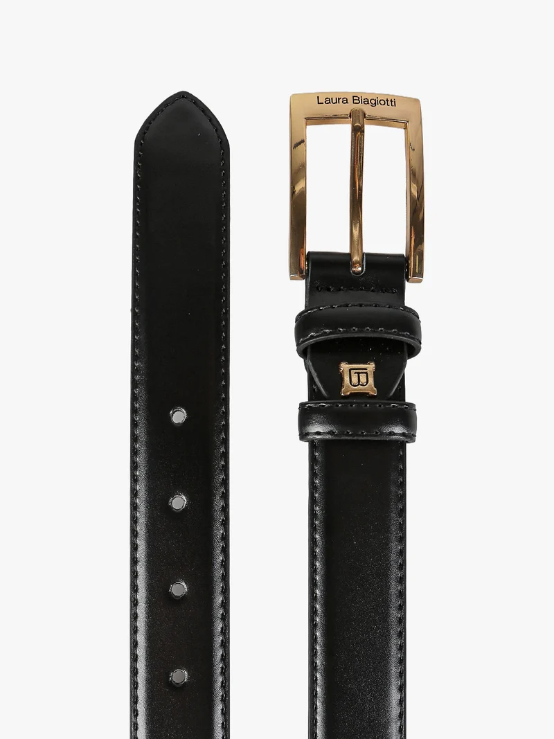 Cintura da donna in pelle rivestita - nero