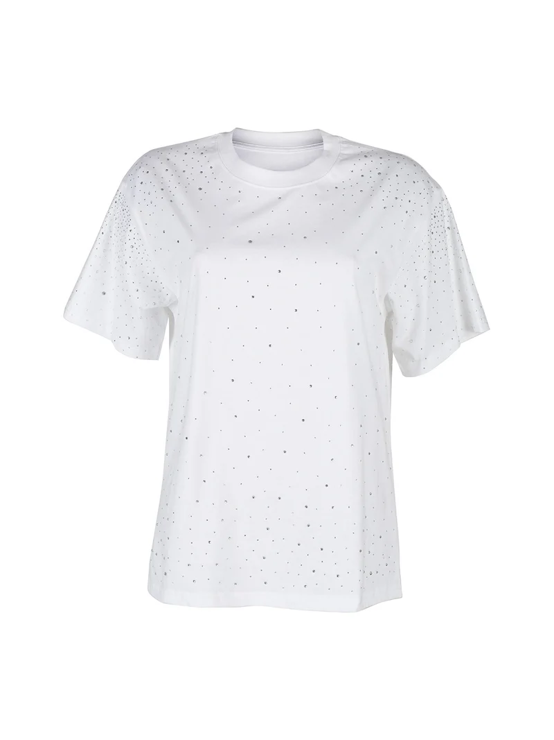 T-shirt donna con strass - bianco