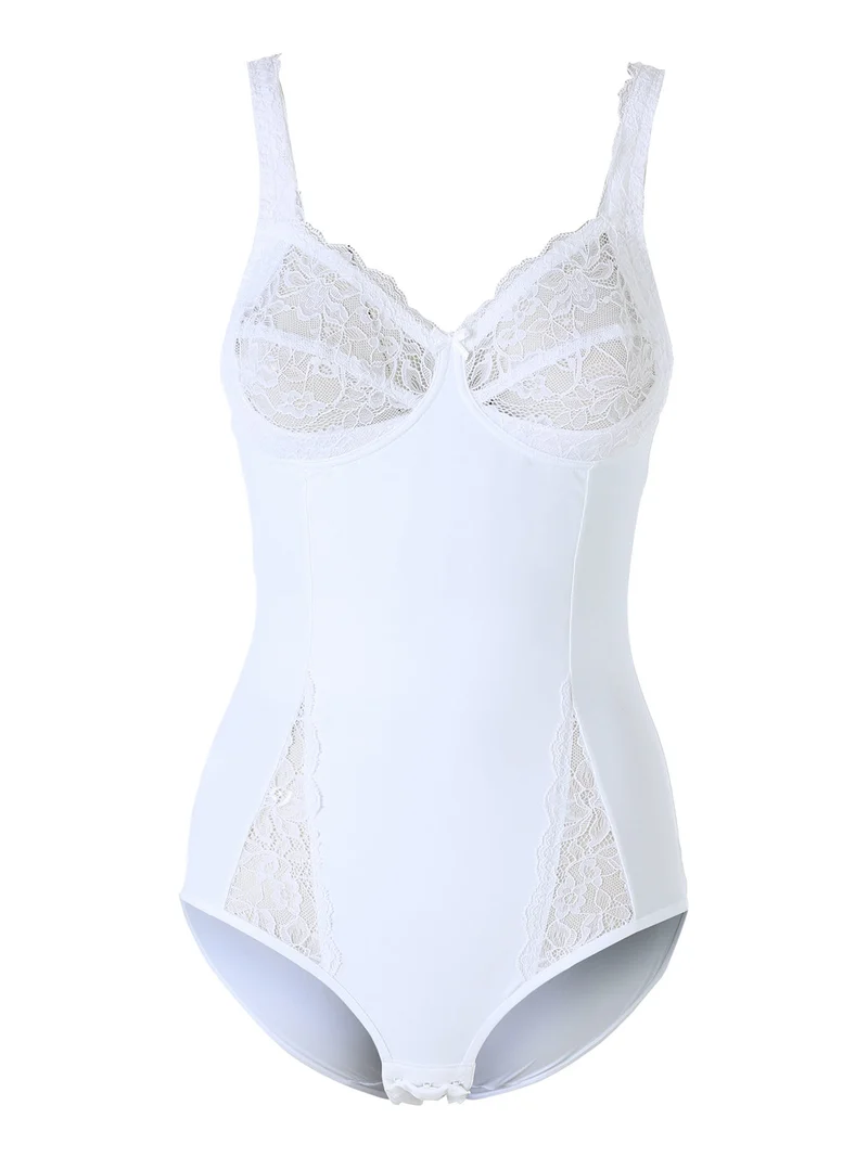 Body intimo donna modellante con dettagli pizzo COPPA B - bianco