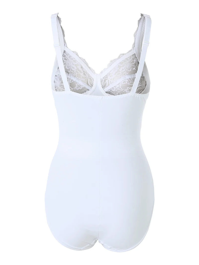 Body intimo donna modellante con dettagli pizzo COPPA B - bianco