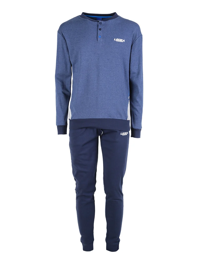 Pigiama lungo da uomo in misto cotone interlock - jeans