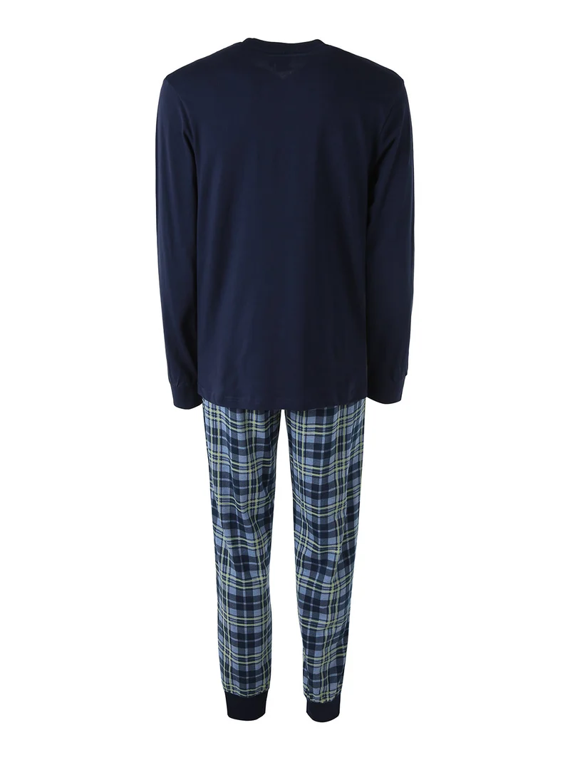 Snoopy pigiama lungo da uomo in cotone - blu scuro