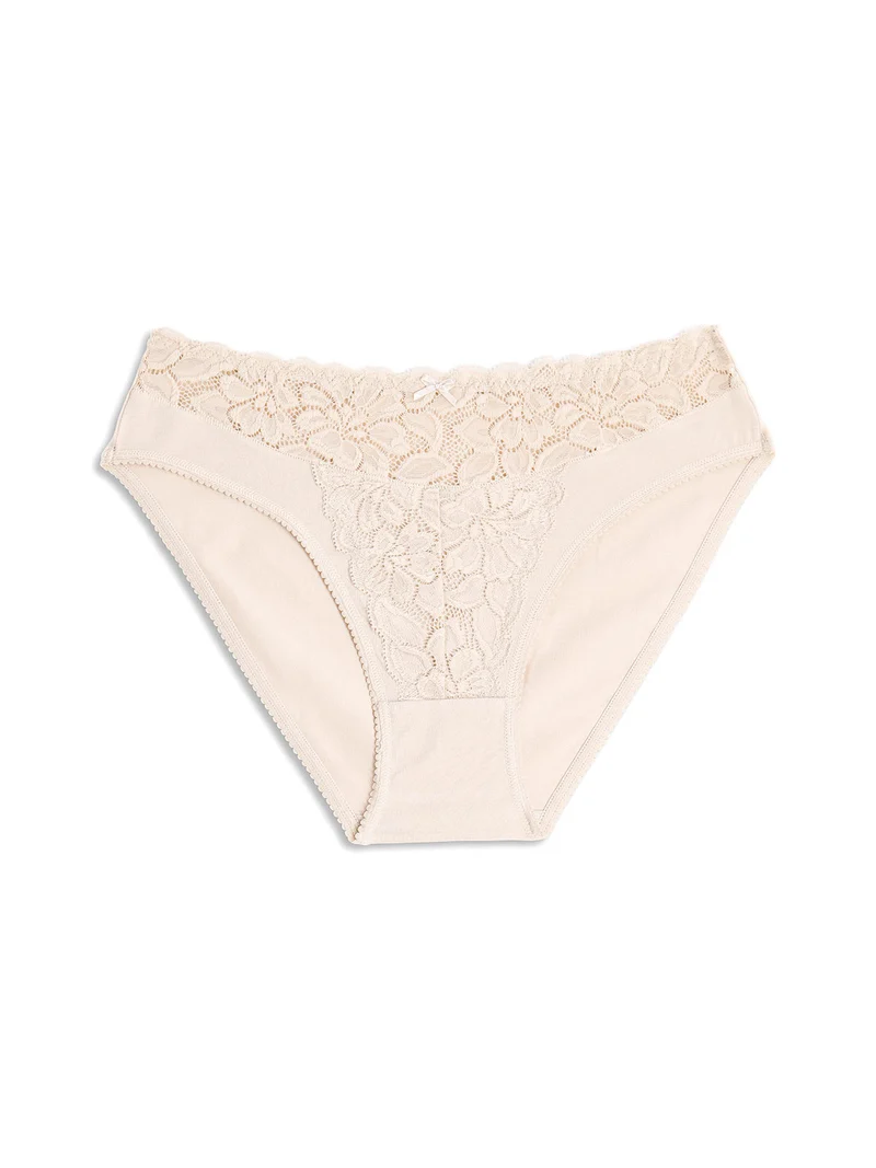 Slip donna in cotone modal e pizzo - cipria