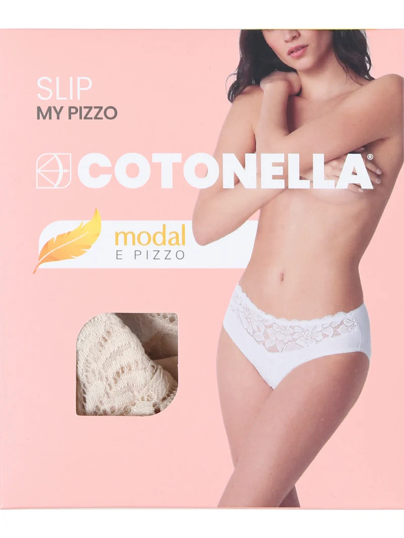 Slip donna in cotone modal e pizzo - cipria