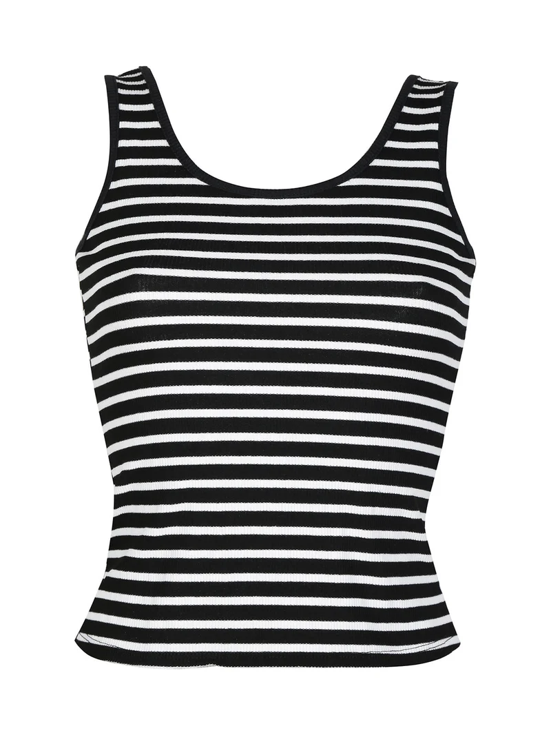 Canotta donna in cotone a righe - nero