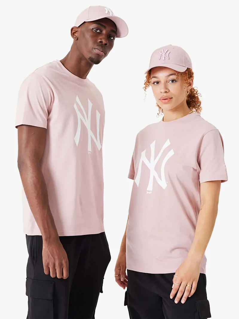 New Tork Yannkees T-shirt unisex manica corta con stampa - rosa
