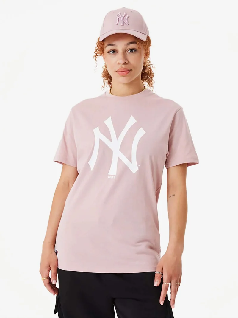New Tork Yannkees T-shirt unisex manica corta con stampa - rosa